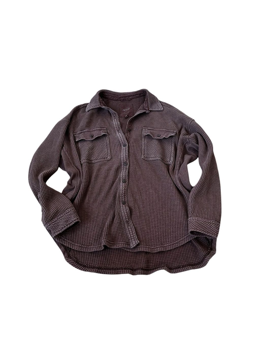 Aerie LumberJane Waffle Shirt Button-Up Shacket Boho Grunge Relaxed Oversize XS